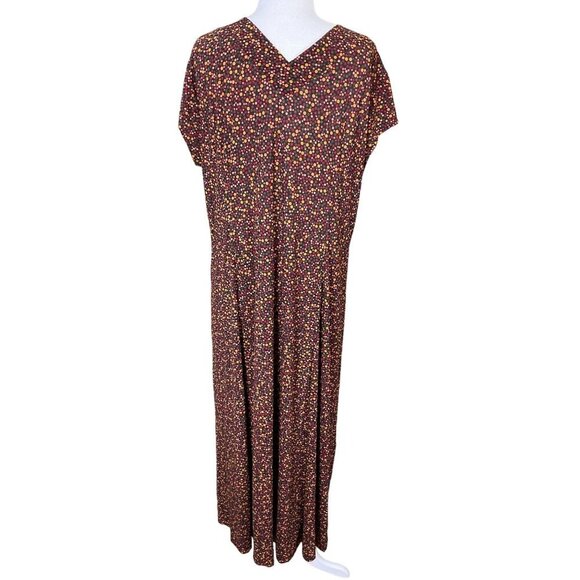 Coldwater Creek Womens XXL Autumn Polka Dot V-Neck Flutter Sleeve Maxi Dress - Picture 4 of 7
